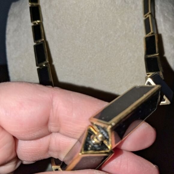 Chico's Geometric Black & Gold Statement Necklace - Picture 3 of 6